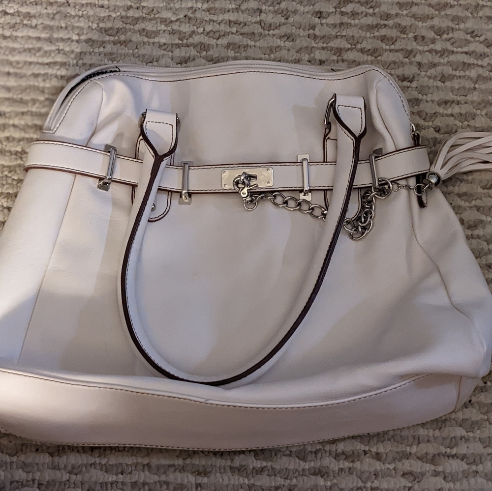 White Faux Leather Shoulder Bag